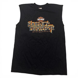 Harley-Davidson Black Orange Daytona Tank Top Cut Off Size L